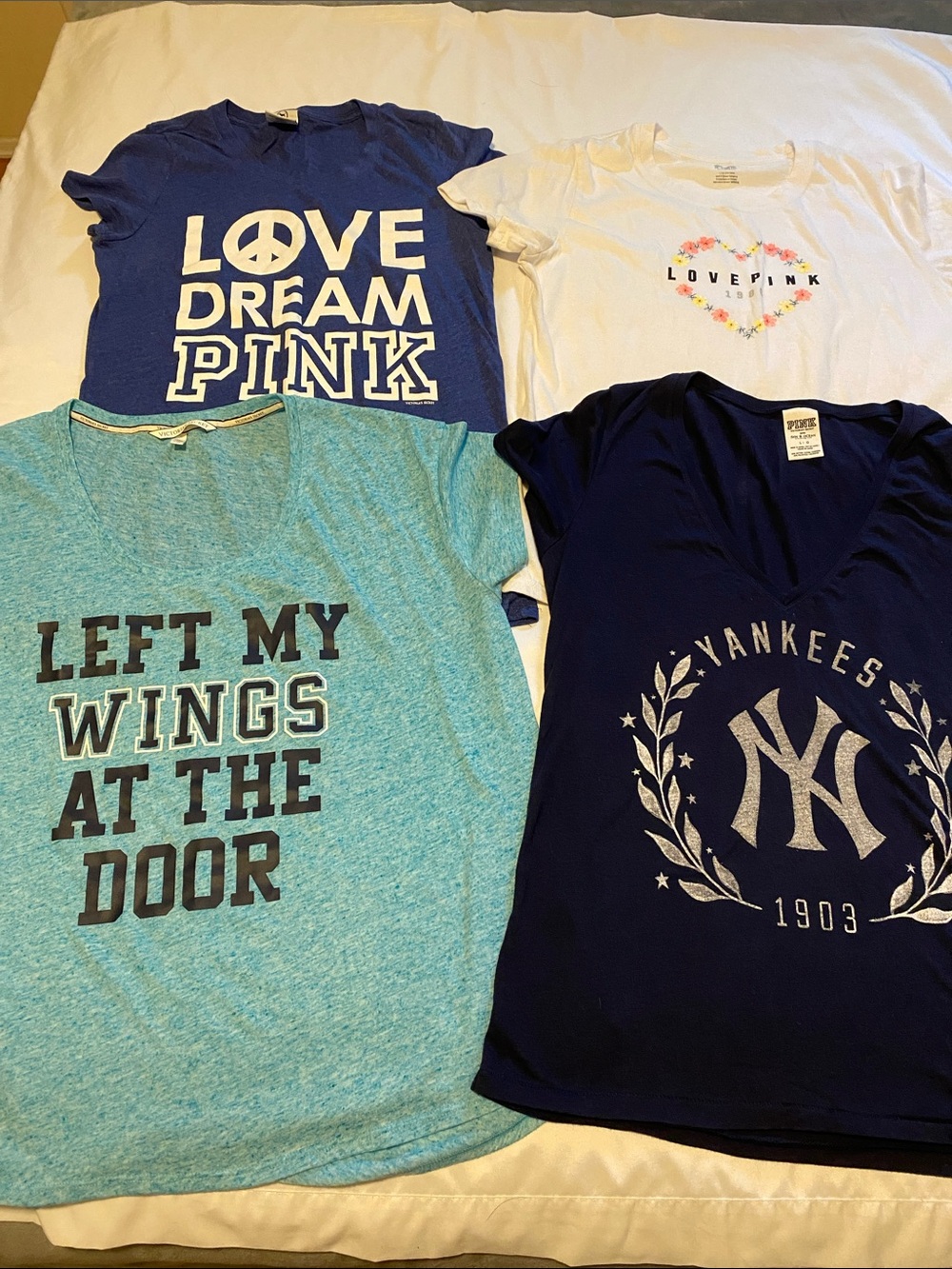4 Victoria’s Secret Pink t-shirts size large